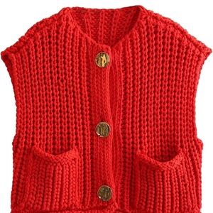 Women’s Knit Cardigan Crochet Sweater Vest Size Small